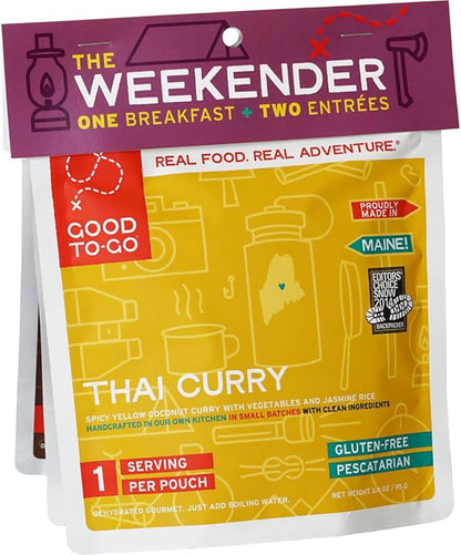 GOOD TO-GO Weekender 3-Pack | 2 Entrees + 1 Breakfast | Camping Food, Backpacking Food | Just Add Water Meals, Backpacking Meals | Dehydrated Meals Taste Better Than Freeze Dried Meals