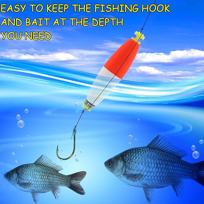 Fishing Bobbers Floats Set Foam Snap on Float Weighted Bobbers Fishing Push Button Snap-on Bobbers Spring Oval Fishing Floats Fishing Bobbers Assortment