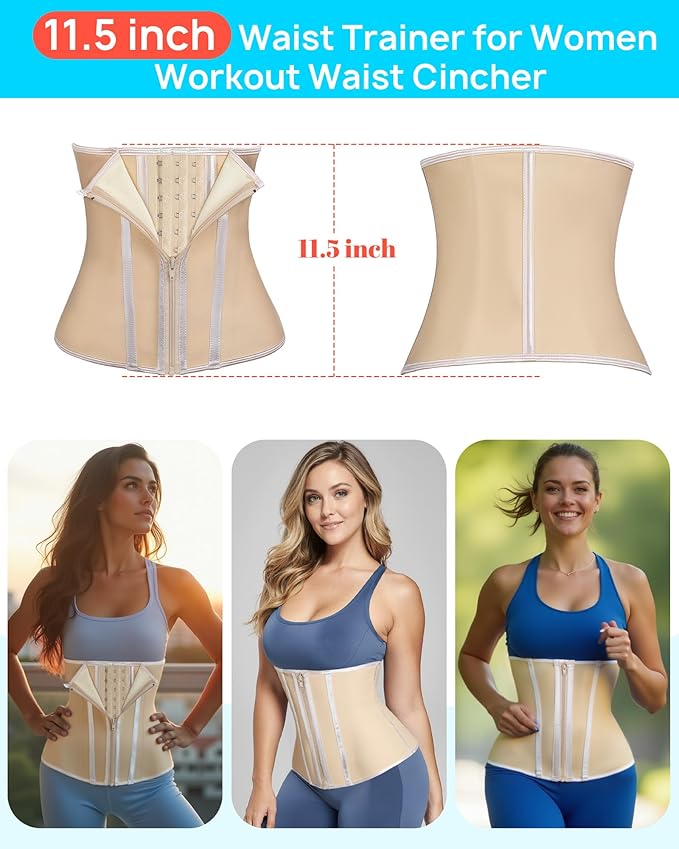 Short Torso Waist Trainer for Women Lower Belly Fat, Workout Fajas Colombianas Waist Cincher Corset