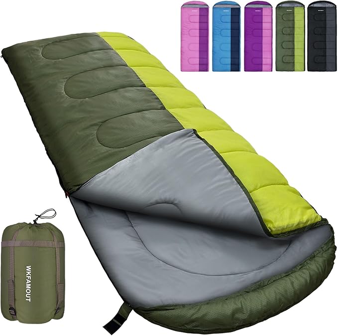XL 10 Degree Sleeping Bags Waterproof for Adults 350GSM Machine Washable with Compression Sack for 3-4 Season Camping Outdoor