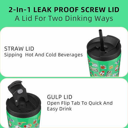 BJPKPK 34oz Stainless Steel Insulated Tumbler With lid And Straw Travel Coffee Thermal Tumblers Cup For Women And Men,Game