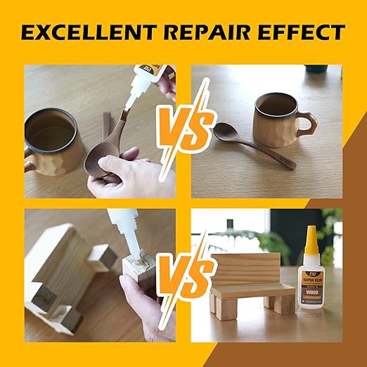Wood Super Glue Liquid, Clear Instant Cyanoacrylate Adhesive for Wood Crafts Repair Woodworking, All Purpose CA Glue for Shoe Ceramic Plastic Leather Glass Model Metal Pottery Aquarium Porcelain Stone