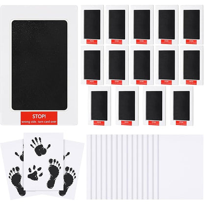 Jetec 15 Set Inkless Baby Footprint and Handprint Kit, Clean Touch Ink Pad for Baby Hand and Footprints, Dog Paw Print Kit with Ink Pads and Imprint Cards for Newborns Babies Pets Gifts (Black)