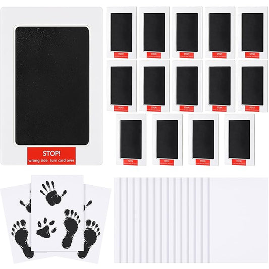 Jetec 15 Set Inkless Baby Footprint and Handprint Kit, Clean Touch Ink Pad for Baby Hand and Footprints, Dog Paw Print Kit with Ink Pads and Imprint Cards for Newborns Babies Pets Gifts (Black)