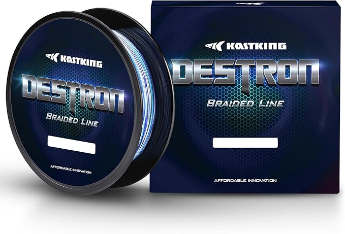 KastKing Destron Braided Fishing Line, Highly Abrasion Resistant, Improved Knot Strength, Ultra-Thin Diameter Superline, Zero Stretch & Memory, CFT “Color Fast Technology”, 75% Thinner Than Mono