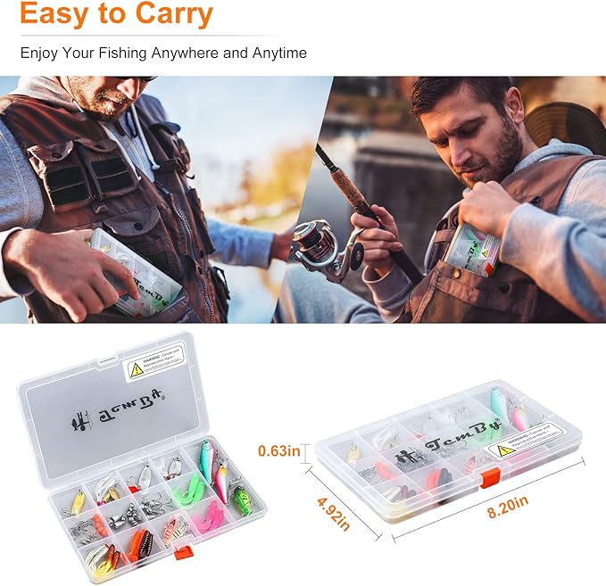 Fishing Lures Bait Tackle Kit Set for Freshwater Trout Bass Fishing, Including Accessories, Fishing Tackle Box, Crankbait, Spoon, Hooks, Fishing Gear and Equipment for Starter Beginner.