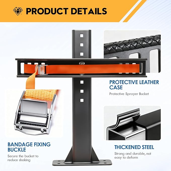 Backpack Sprayer Rack, Adjustable Backpack Sprayer Holder, with Webbing Buckle and Spray Rod Holder, Fit for Open or Enclosed Trailers