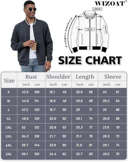 Mens Casual Jacket Loose Fit Lightweight Jacket Varsity Bomber Jacket with Zipper