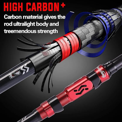 Sougayilang Portable Telescopic Fishing Rod with Carbon Fiber Material and Precision Carved Reel Seat - Suitable for Saltwater and Freshwater Fishing