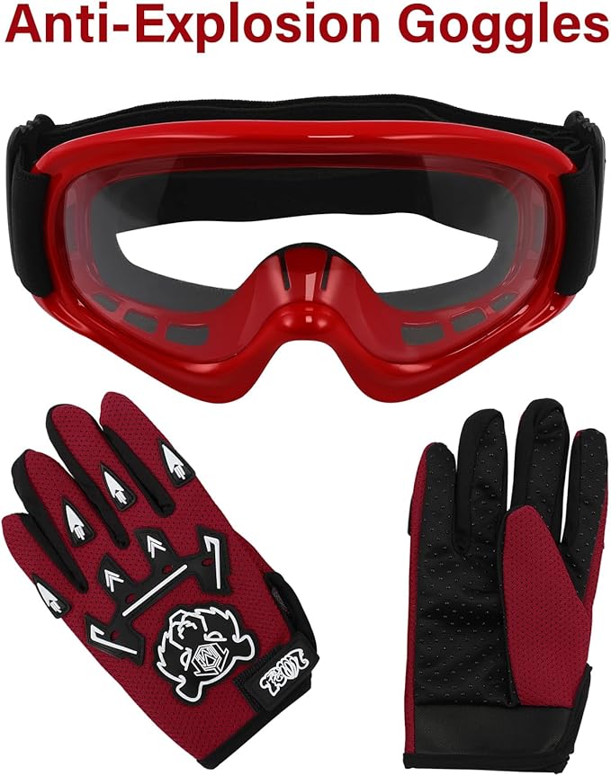 SLMOTO Youth Dirt Bike Helmets DOT Youth Kids Motocross Offroad Street Dirt Bike Helmet Motorcycle ATV Full Face Helmet with Goggles Gloves, Spray Graffiti Medium