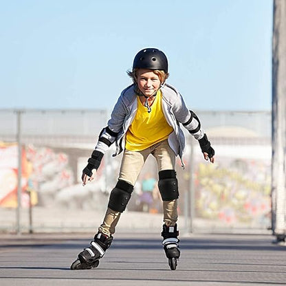 Adult/Child Knee Pads Elbow Pads Wrist Guards 3 in 1 Protective Gear Set for Skateboarding Inline Roller Biking Roller Skating Cycling Outdoor Sports Black M