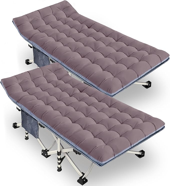 2 Pack Extra Large Cot 32" Width Camping Cot with Mattress Comfortable Sleeping cots for Adults with Carry Bag XXL Cots for Camping Bed Folding Cot Heavy Duty for Home Office Outdoor Indoor