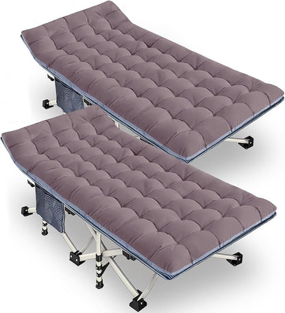2 Pack Extra Large Cot 32" Width Camping Cot with Mattress Comfortable Sleeping cots for Adults with Carry Bag XXL Cots for Camping Bed Folding Cot Heavy Duty for Home Office Outdoor Indoor