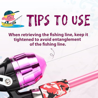 Kids Fishing Pole, Portable Telescopic Kids Fishing Poles for Boys and Girls, Fishing Rod and Reel Combo Kit with Tackle Box, and Fishing Net, Best Fishing Pole for Toddler Youth