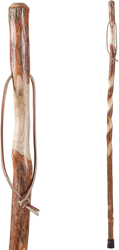 Brazos Rustic Wood Walking Stick, Twisted Sassafras, Traditional Style Handle, for Men & Women, Made in The USA