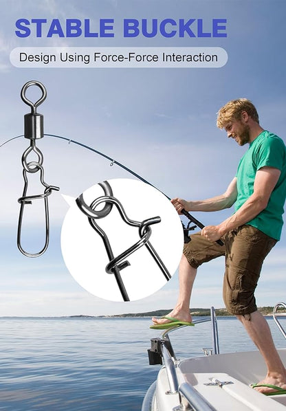 500 Pcs - Fishing Swivels Stainless Steel Barrel Swivels Fishing Tackle Kit with Assorted Sizes for Saltwater & Freshwater Rigs