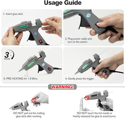 Mini Hot Glue Gun Kit with 30 Glue Sticks - Fast Preheating Hot Melt Gun, High Temp for School Crafts DIY Arts and Quick Home Repairs(Grey)