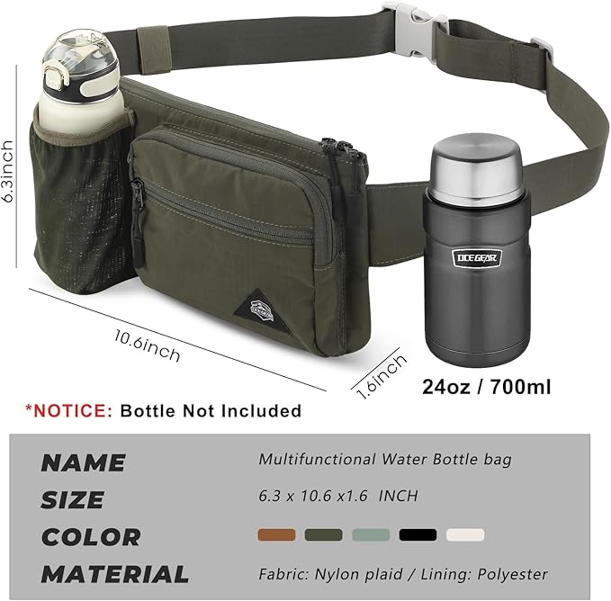 Waist Pack with Water Bottle Holder for Men Women Waist Bag Running Waist Pack Waterproof for Outdoor Travel Cycling Climbing Walking Fit All Phones (Bottle Not Included) (Green)