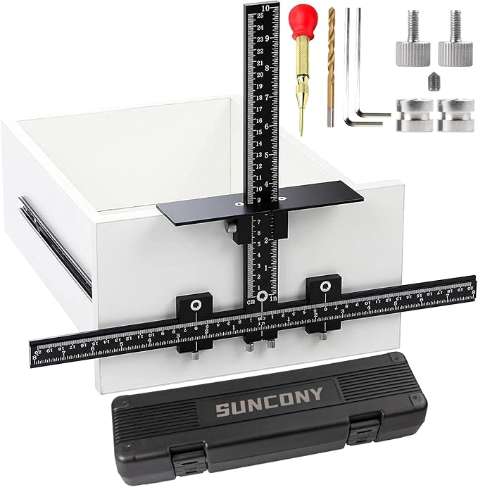 Cabinet Hardware Jig Tool All Aluminum Alloy,Adjustable Drill Guide Template Tool for Installation of Door Drawer Front Knobs Handles and Pulls