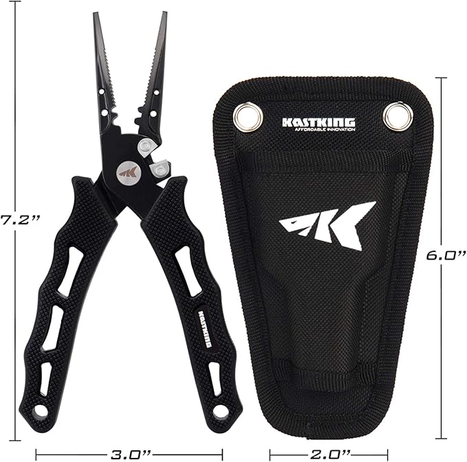 KastKing Cutthroat 7 inch Fishing Split Ring Pliers, 420 Stainless Steel Fishing Tools, Saltwater Resistant Fishing Gear, Tungsten Carbide Cutters