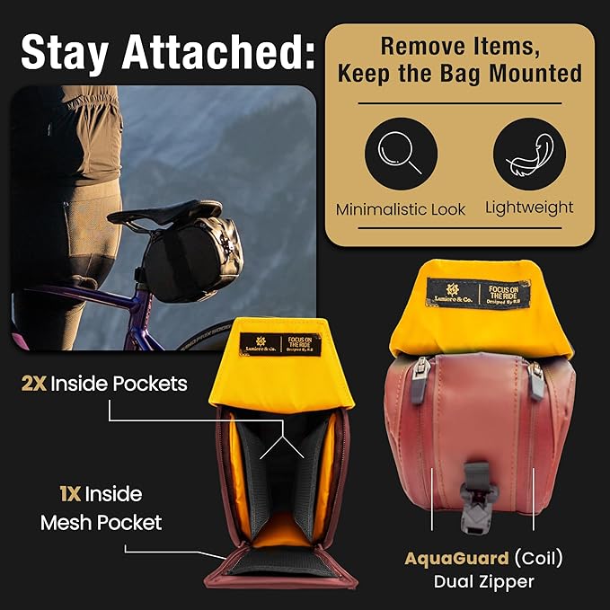 Lumiere & Co. Maximus Magnetic Bike Seat Bag – Quick-Attach Saddle Bag with AquaGuard Zippers, Secure Under-Seat Storage for Cycling Gear & Accessories