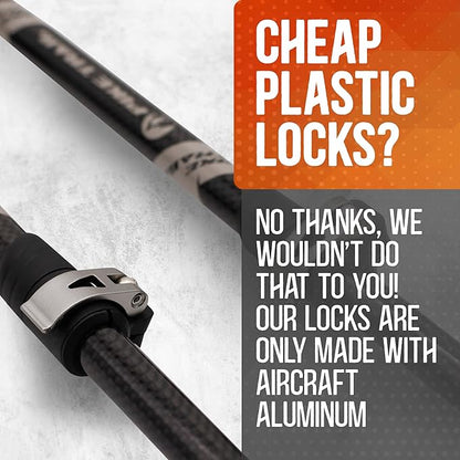 Pike Trail Trekking Poles - Lightweight Carbon Fiber Collapsible Sticks for Walking and Hiking - for Men and Women - Adjustable Height and Retractable Design - Carry Bag and Attachments Included