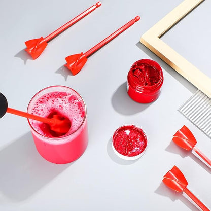 12 Pieces Paint Mixer Drill Attachment,Helix Paint Mixer Resin Drill Mixer Paint Stirrers Drill Attachment for 1 Gallon of Paint Epoxy Resin Silicone Jewelry Casting Molds (Red)