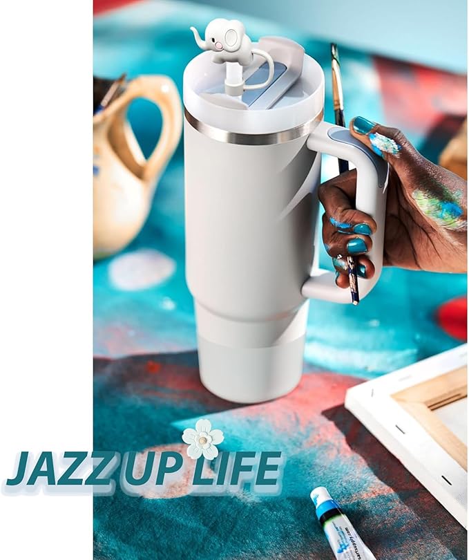 Stanley Cup Accessories Set - 6 Pcs Silicone Spill Proof Stopper, 2 Straw Cover Caps, 1 Silicone Boot for 40/30oz Tumbler (Fog)