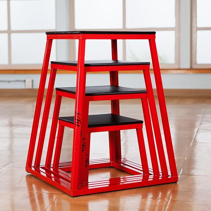 JFIT Plyometric Boxes - Made in Taiwan NO Assembly Required Single - Height Box Set and Adjustable Box Options Plyometric Platform and Jumping Agility Box for Training Conditioning Strength Training