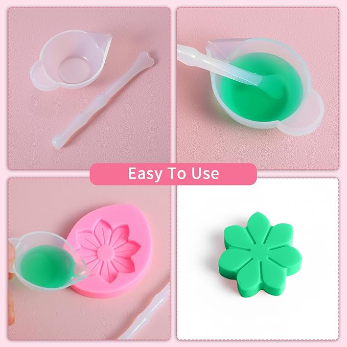 21 Pcs Silicone Mold Cup Dispenser Set, Mini Measuring Mixing Bowls with Spoon Glue Stick Small Scraper, Color Modulation Tools for DIY Epoxy Resin Craft