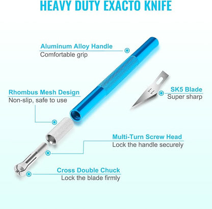 DIYSELF Exacto Knife Set, 2 Pcs Craft Knife with 40 Pcs Hobby Knife Replacement Blades, Hobby Knives Kit for Scrapbooking, Stencil, Fondant, Paper, Sharp Precision Knives for Art Carving