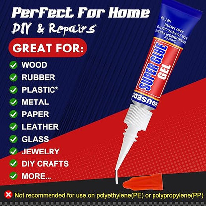 12 x 3g Super Glue Gel, Fast Strong Adhesive, Strong Cyanoacrylate (CA) Glue for Plastic, Metal, Ceramic, Leather, Wood, DIY Crafts and More – Quick Dry, Thick Formula, All-Purpose Instant Bond