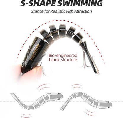 5PCS Lifelike Fishing Lures – Multi-Jointed Swimbait for Bass, Trout, Crappie, Walleye, Pike, Realistic Action with 3D Fish Eyes and Sharp Hooks, Perfect for Fishing Kits in Saltwater & Freshwater