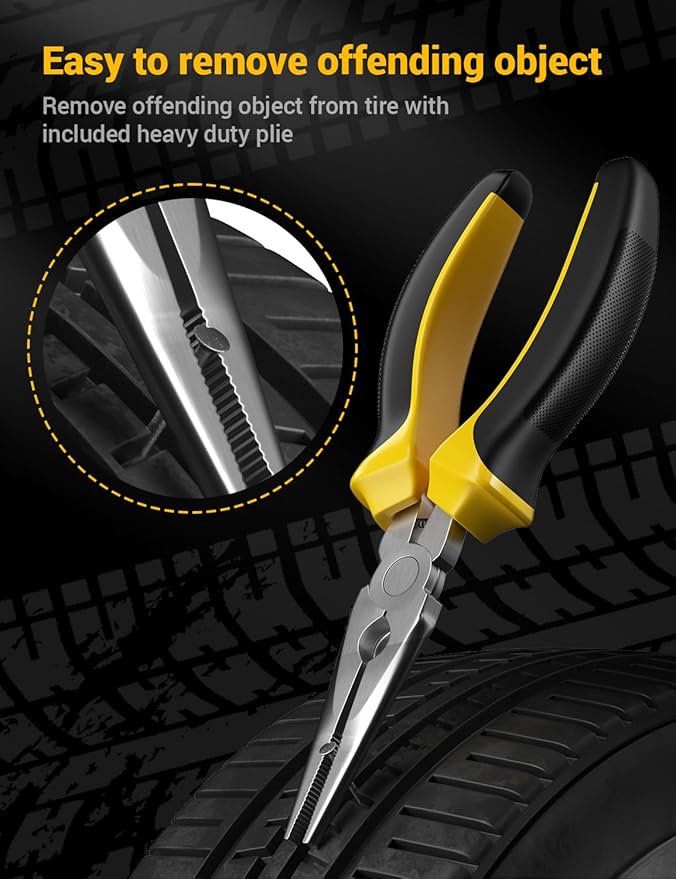 Flat Tire Repair Kit with Air Compressor 54 Pieces for Car, Motorcycle, ATV, Jeep, Truck, Tractor Flat Tire Repair (54PCS)