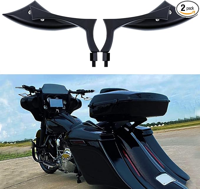 8mm 10mm Black Motorcycle Rearview Side Mirrors Blade Compatible with Harley Sportster Custom Iron 883 Road King Street Softail Electra Glide