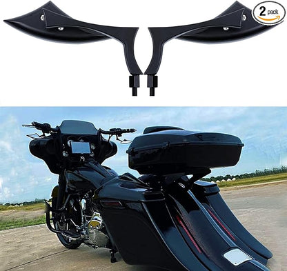 8mm 10mm Black Motorcycle Rearview Side Mirrors Blade Compatible with Harley Sportster Custom Iron 883 Road King Street Softail Electra Glide