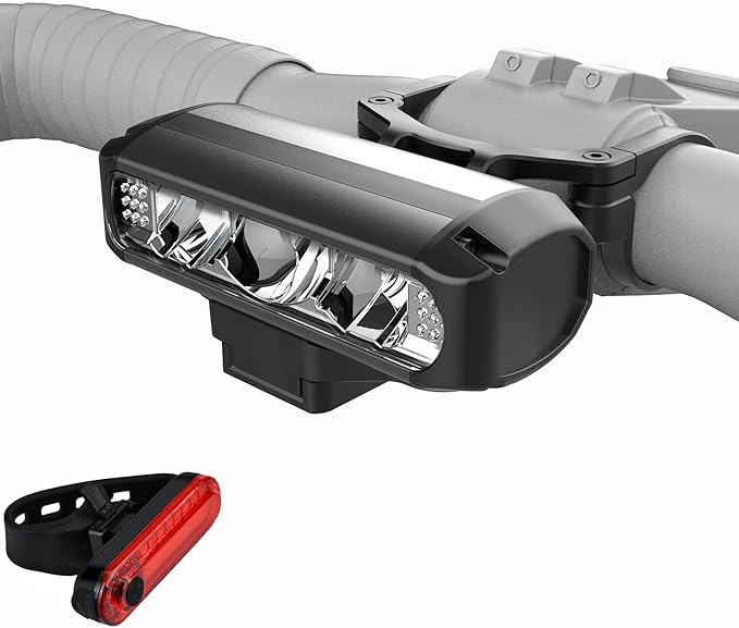 Super Bright Bike Lights for Night Riding, High Lumen Bicycle Light Front and Rear, USB C Rechargeable Bike Headlight and Tail Light Set, LED Bar Light for MTB Mountain Road Bicycle