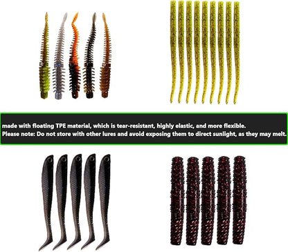 Fishing Lures - 2025 New Tackle Box with Tackle Included, Fishing Kit with VIBs, Frogs, Minnows, Soft Baits, Hooks & Weights Accessories, Freshwater Lure Kit for Bass Walleye Trout