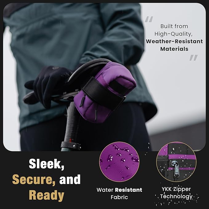 Lumiere & Co. Bike Saddle Bag – Ultra Small (0.2L) & Medium (0.5L) Options | Sleek Minimalist Design, Secure Hook & Loop Strap