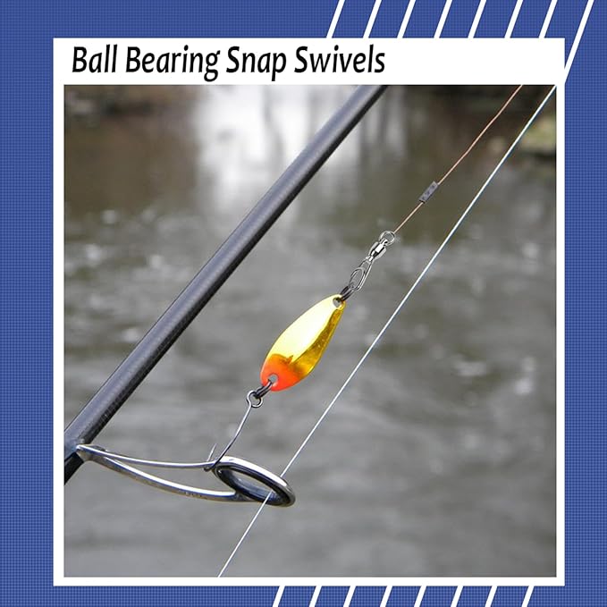 AMYSPORTS High Strength Snap Swivel Stainless Split Rings Fishing Swivel Freshwater Ball Bearing Swivels Fishing Saltwater, 25pcs, 30lbs