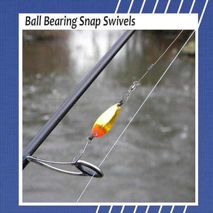 AMYSPORTS High Strength Snap Swivel Stainless Split Rings Fishing Swivel Freshwater Ball Bearing Swivels Fishing Saltwater, 25pcs, 30lbs