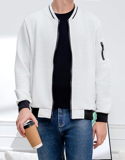 Mens Casual Jacket Loose Fit Lightweight Jacket Varsity Bomber Jacket with Zipper