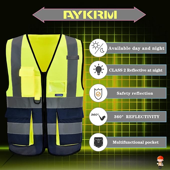 A-SAFETY High Visibility Reflective Safety Vest Customize Logo (XS-8XL)