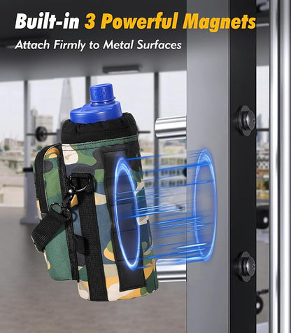 Nuovoware Water Bottle Carrier Bag,25oz/40oz/64oz Bottle Pouch Holder,Adjustable Shoulder Hand Strap 2 Pocket Sling Neoprene Sleeve Sports Accessories for Hiking Travelling Camping