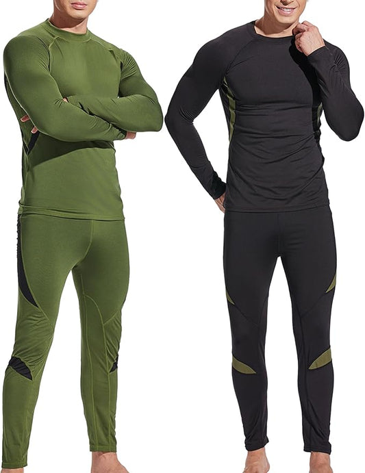 UNIQUEBELLA Men's Thermal Underwear Sets Top & Long Johns Fleece Sweat Quick Drying Thermo Base Layer