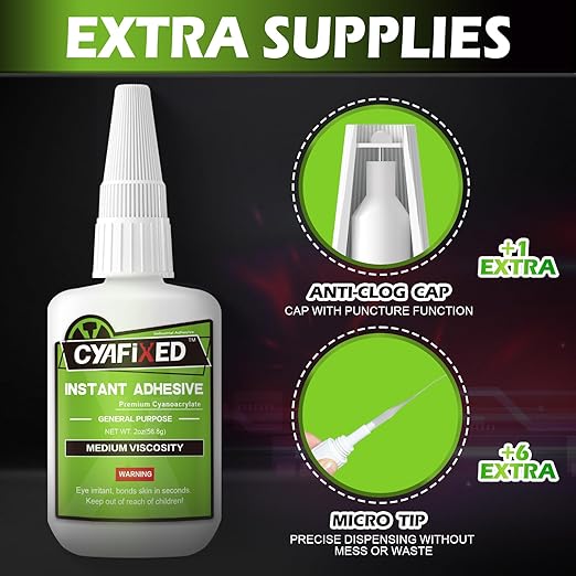 Medium Super Glue Kit, 113.6 Gram (4 oz) CA Glue with Anti-Clog Cap & Microtips for Woodworking, 3D Printing, Aquarium, Crafts, Plastic – Instant Cyanoacrylate Adhesive Repair Shoe, Ceramic, Glass