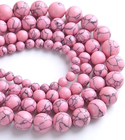 8MM 46PCS Pink Turquoise Spacer Loose Beads for Jewelry Making DIY Bracelet Necklace
