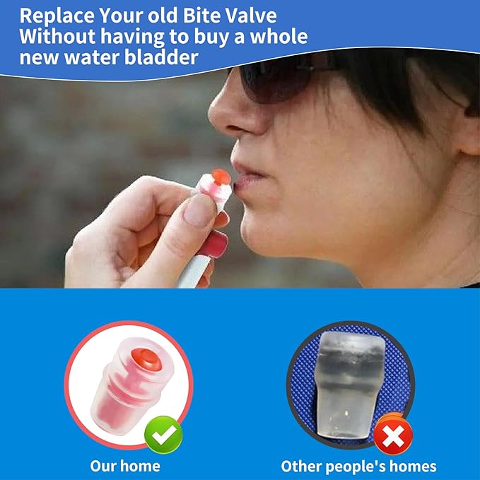 Bite Valve Replacement Mouthpiece Fit for Hydration Pack Bladder Water Backpack and Most Brands(4-Pack), with Shutoff Valve and Tube O-Ring