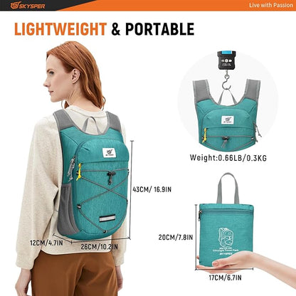 SKYSPER Foldable Hiking Backpack - 10L Small Lightweight Daypack Breathable Travel Backpacks for Men Women