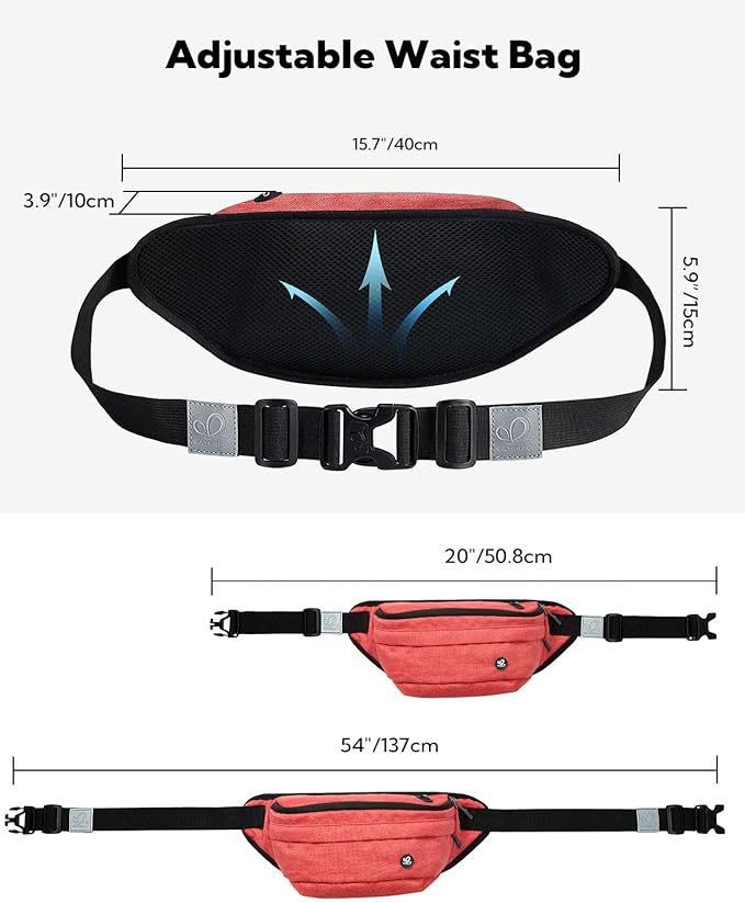 WATERFLY Running Belt Fanny Pack: Runner Marathon Jogging Waist Pack Sport Workout Exercise Fitness Phone Holder Belt for Men Women Jogger Slim Waistband Black